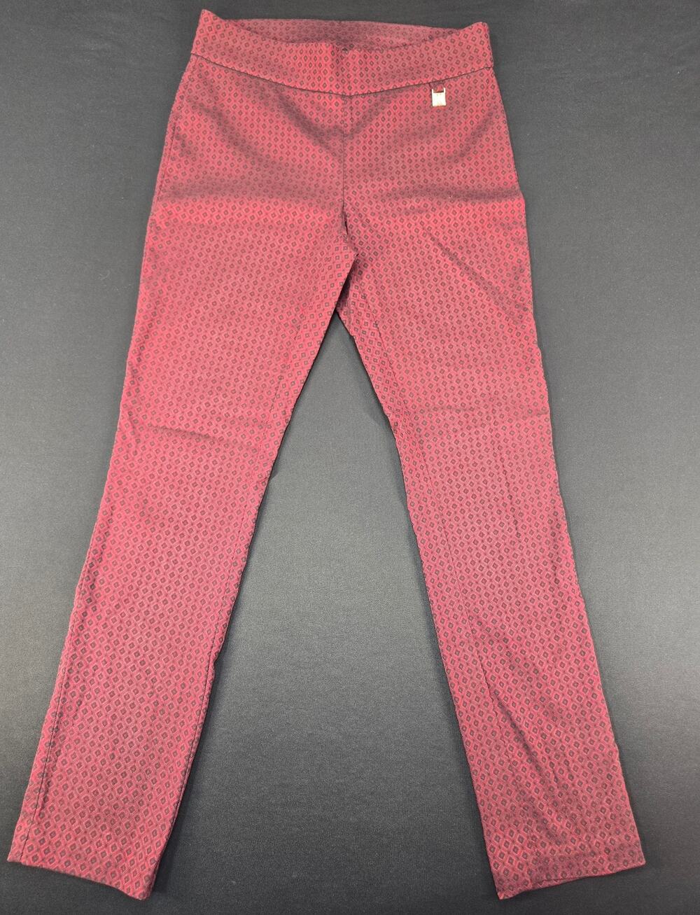 Rafaella Comfort Women's Size 6 Burgundy Geometric Pull On Dress Pants Stretch